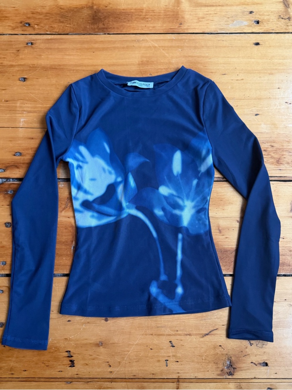 Princess Polly Raldor Navy Blue Long Sleeve Top Size 2 - New